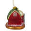Ornement de Noël 4 po en forme de grange festive rouge et verte avec toit en verre