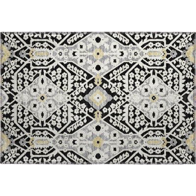Premium Machine Washable Prisco Black Rug
