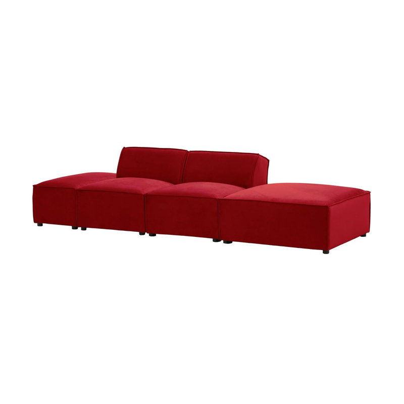 Rolandus 4 Seater Velvet Sofa, Red