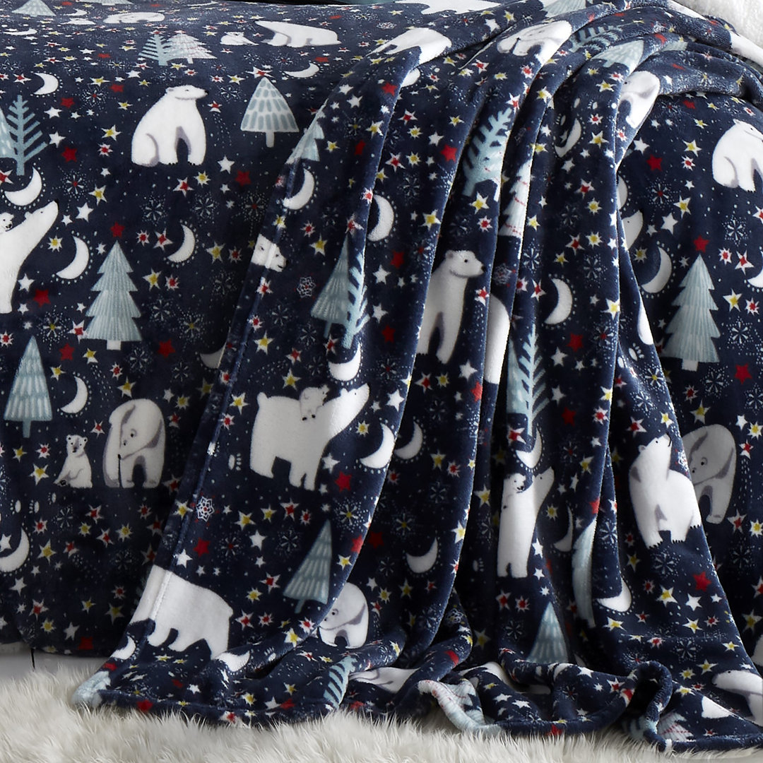 B&Q -  Starry Night Plush Blue Fleece Throw - Image 4