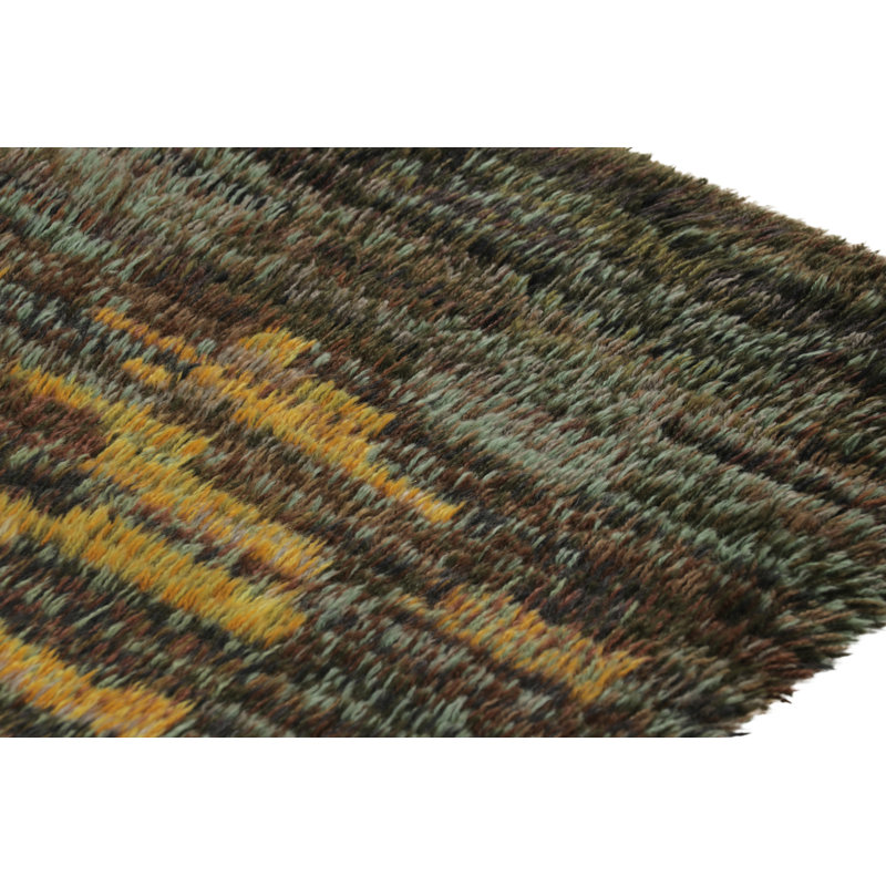 Vintage Swedish Rya Runner Rug In Scandinavian Minimalist Pattern - Rug & Kilim