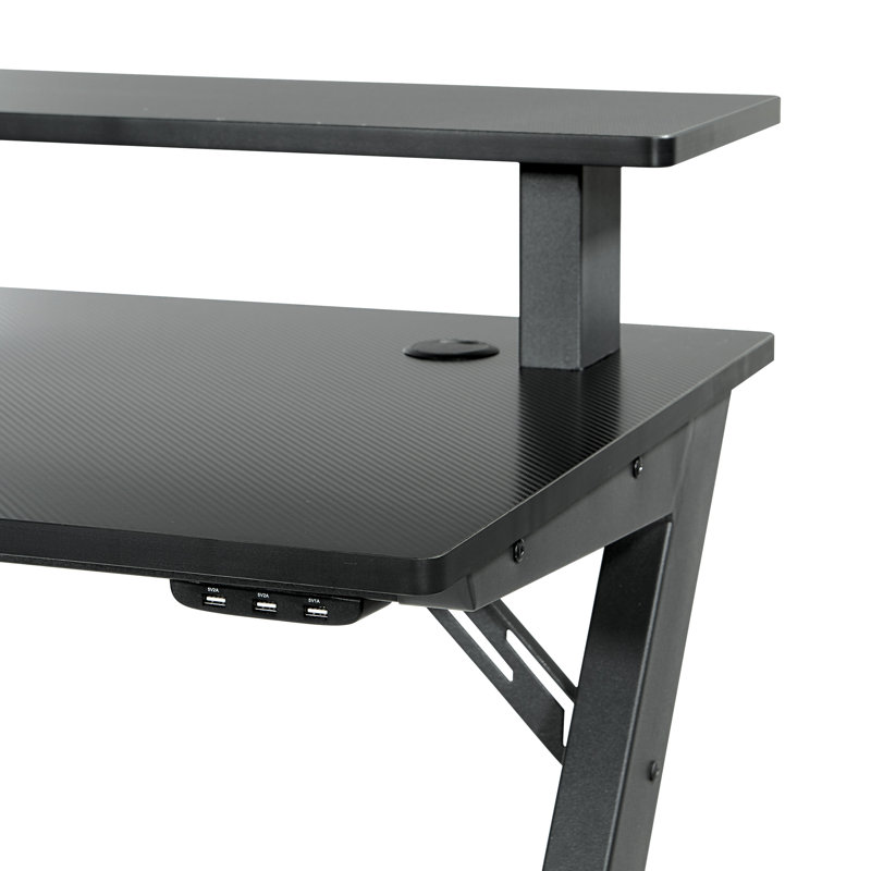 Eldon Metal Base Computer Desk, Black/Black Matte