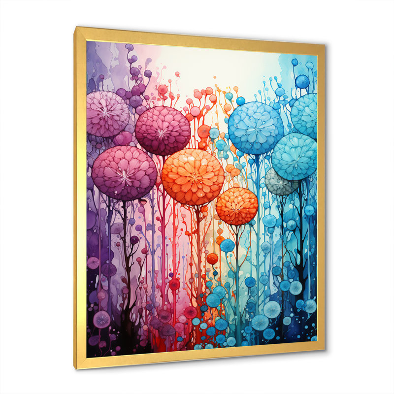 Feux d'artifice colorés 1 - Botanicals Wall Art, Encadrement doré, H 20 po x l 12 po x P 1 po