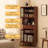 Retro Nut-Brown Solid Wood Corner Cabinet