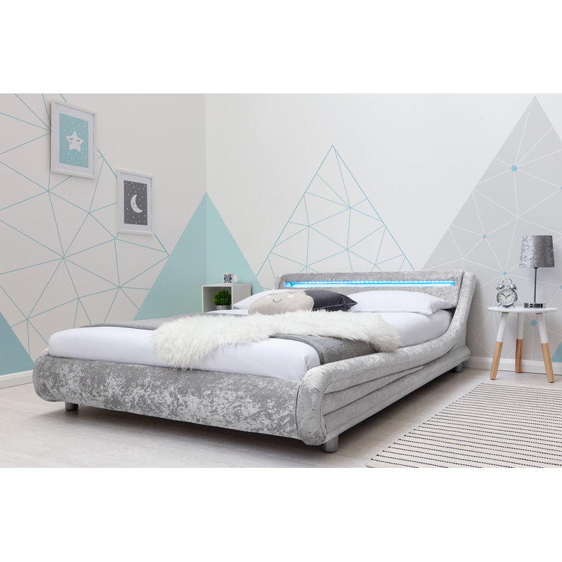 Arine Upholstered Bed with Mattress, No Mattress, Kingsize (5'), Crushed Silver
