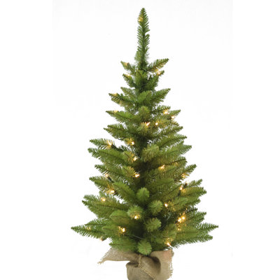 Arbre de noël artificiel pin vert 3 pi avec 50 lumières claires pré-éclairé