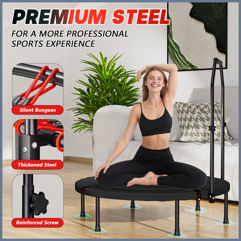 40Inch Foldable Trampoline With Handle-Premium-Elastic -Black