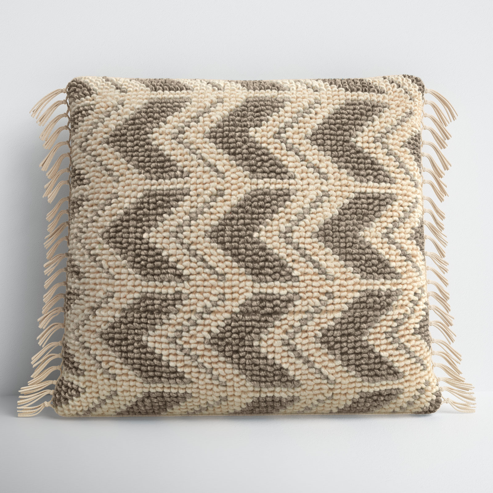 Oakleaf Chevron Throw Pillow, Gray/Cream, Pillow Cover Only - No Insert