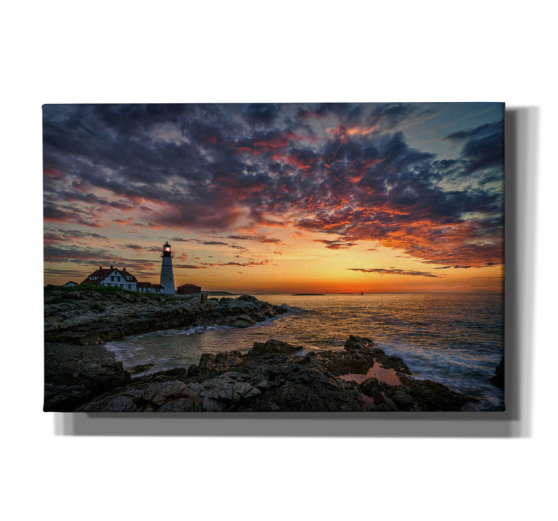 «Spring Dawn Portland Head Light» par Rick Berk, art mural sur toile