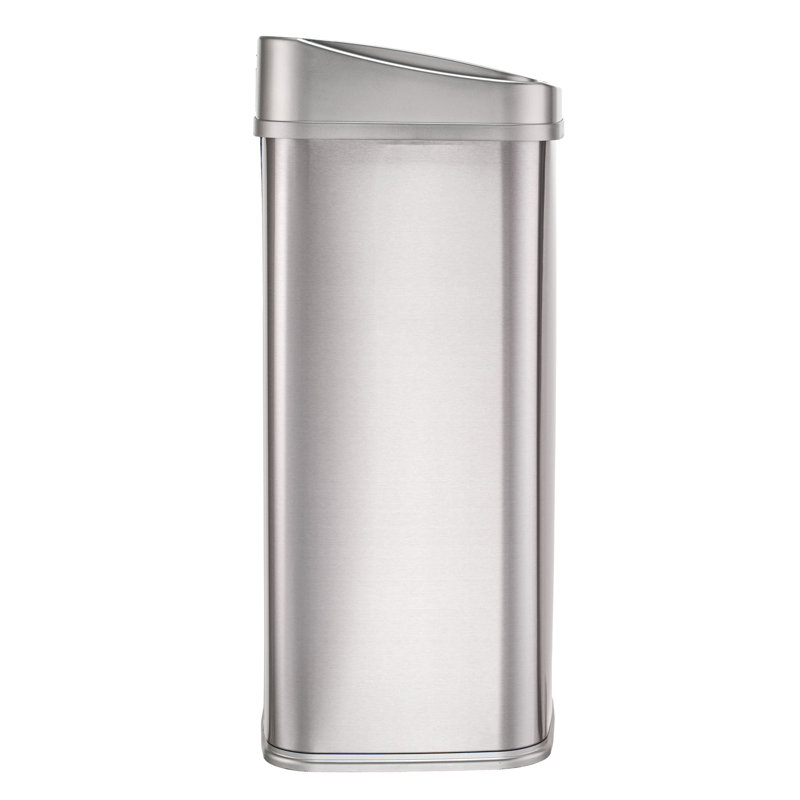 13.2 Gallon Silver Stainless Steel Touchless Trash Can