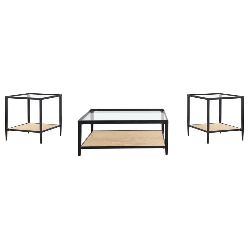 Ensemble de table basse et de table de bout Amherst - noir, 3 pièces: 2 tables de bout, table basse