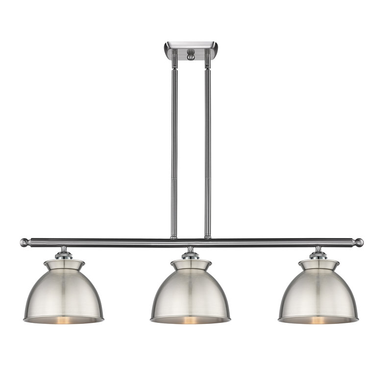 Luminaire suspendu en forme de dôme pour îlot de cuisine 3 lumières Arev, Non, Nickel satiné brossé, Nickel satiné brossé