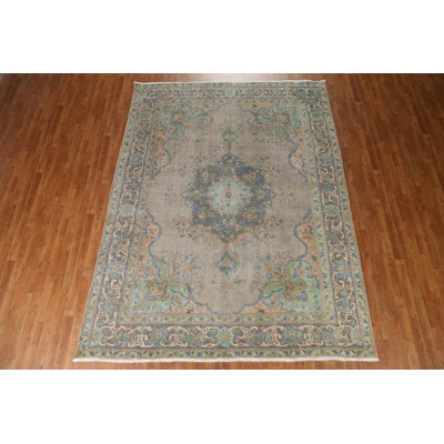 Tapis persan Tabriz patiné délavé surteint 8 x 11