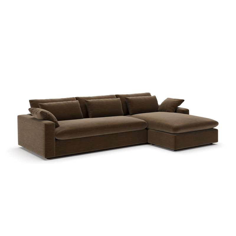 Remy Chaise Sectional, Nave Bark Performance Distressed Velvet, Right Hand Facing
