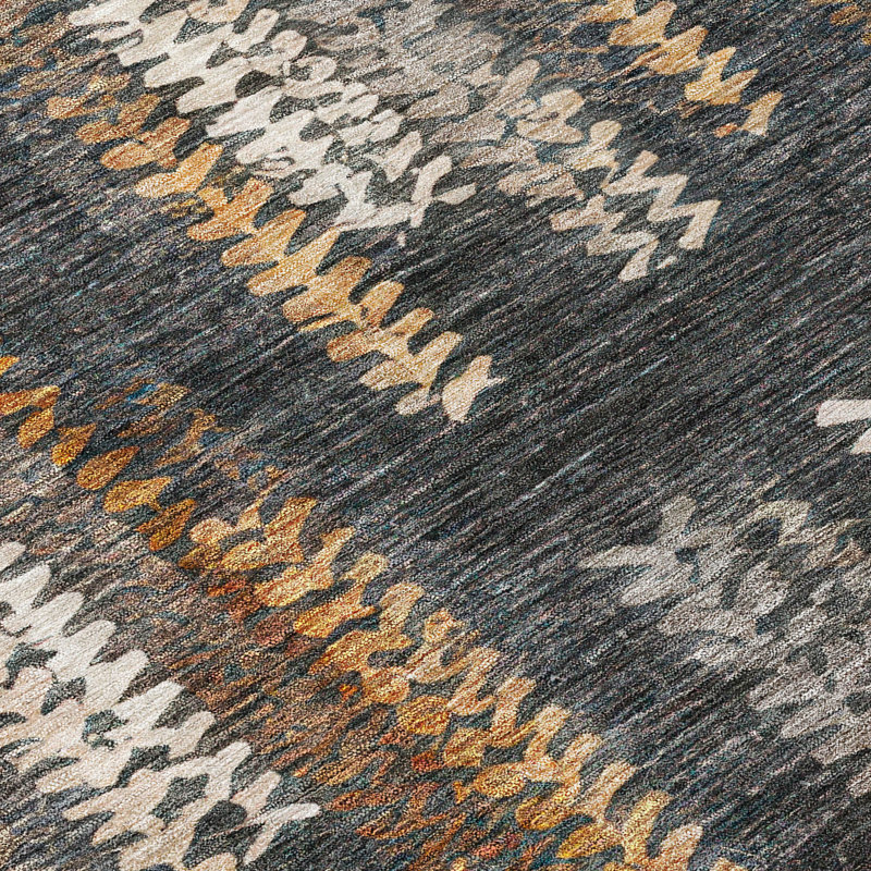 Machine Washable Indoor/Outdoor Chantille ACN2892 Striped Rug, 1'8" x 2'6", Charcoal