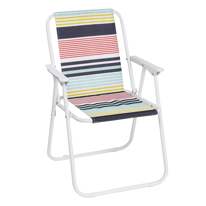Folding Beach Chair, Lightweight Beach Chair With High Back, Portable Foldable Camping Chair Lawn Chair With Hard Armrest, Colorful Stripes