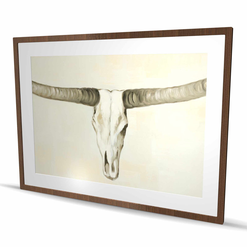 Imprimé de bureau encadré beige Longhorn