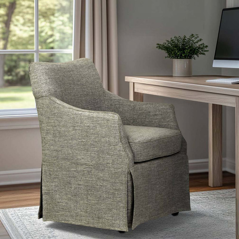 Fauteuil rembourré à jupe avec roulettes cachées, Gris