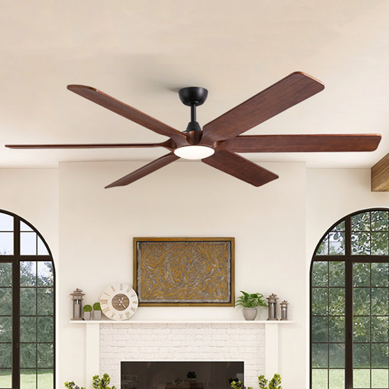 Ventilateur de plafond en bois massif de 72 pouces avec lumière et télécommande