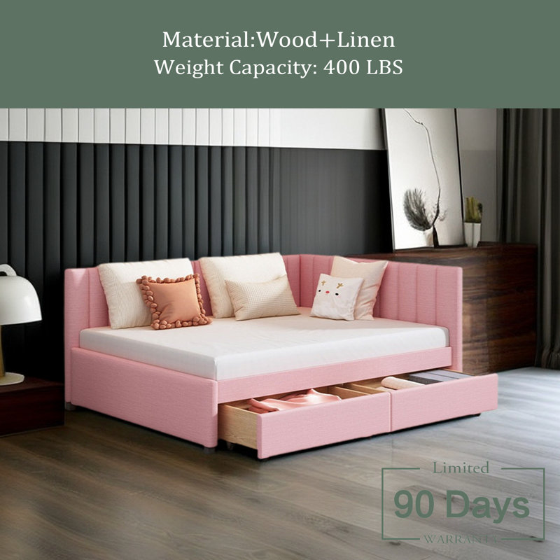 Jazamine Upholstered Daybed, Pink
