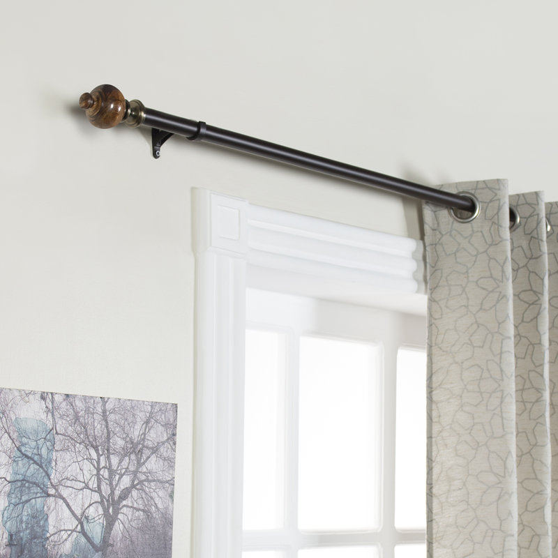 Tringle à rideaux réglable pour fenêtre 18 à 44 po, tringle à draperie extensible robuste en métal DECO Window pour fenêtre de salon, brun mat