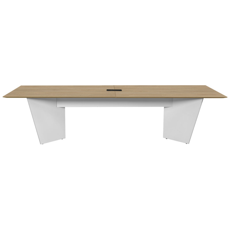 Table de conférence Array avec œillets de puissance, H 29 po x L 120 po x l 48 po, Chêne / blanc