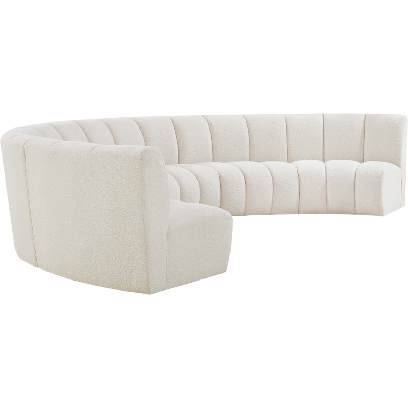 Izen Upholstered Curved Sectional Symmetrical, Cream Boucle Fabric