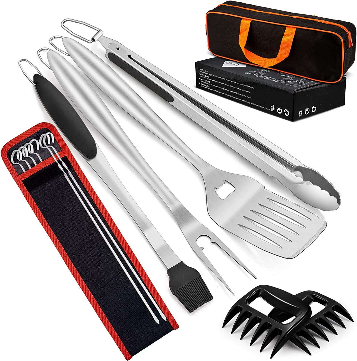 YardStash Stainless Steel Dishwasher Safe Grilling Tool Set