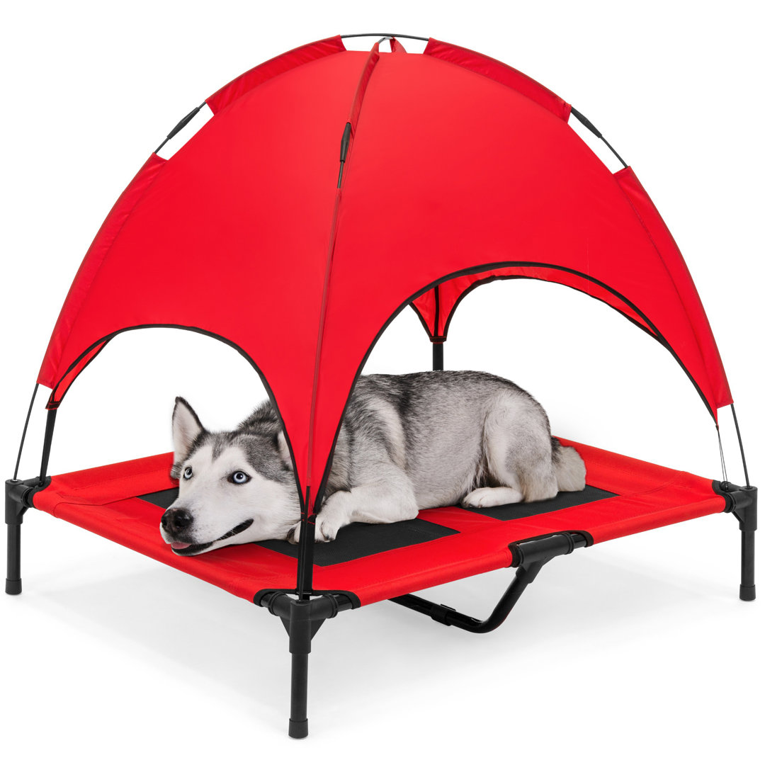 Tucker Murphy Pet™ 48In Elevated Cooling Dog Bed, Outdoor Raised Mesh Pet Cot W/ Removable Canopy, Carrying Bag - Red Tucker Murphy Pet™ 