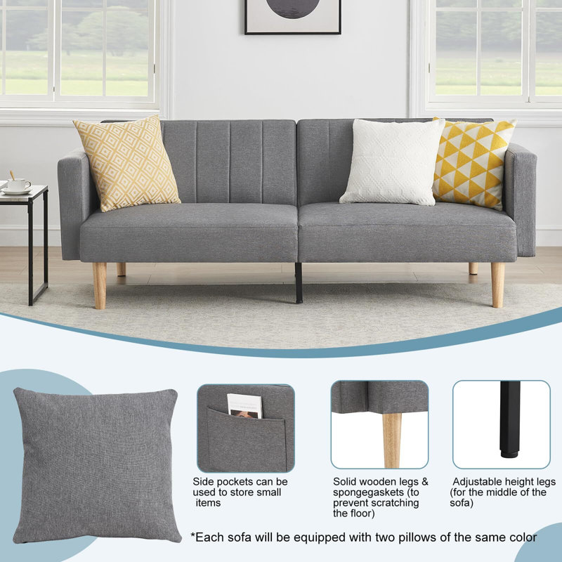 Mayrelin Fabric 78.74'' Reception Sofa, Grey