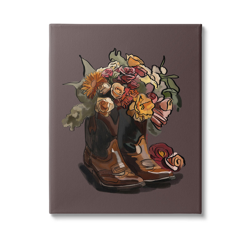 "Modern Floral Boot Bouquet" par Amelia Noyes sur toile, H 40 po x l 30 po