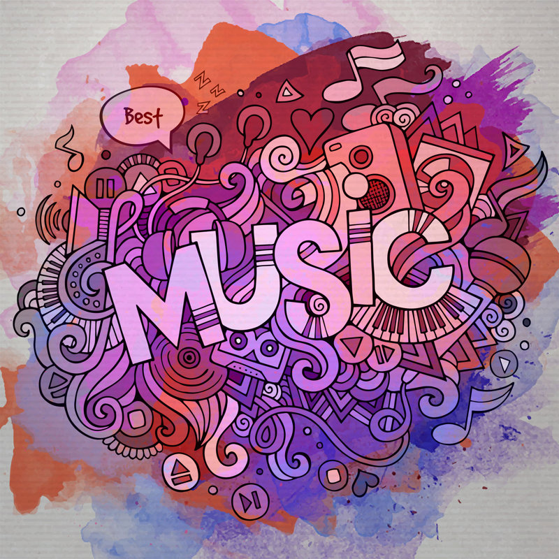 «Yoann Music Doodles», art sur toile par Kostenkodesign, impression, H 30 po x l 30 po