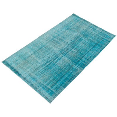 Tapis turquoise en laine noué à la main de conception unique 2000 pi 5 pi 8 po x 9 pi 6 po Octaviano