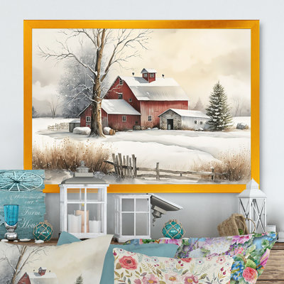 «Yellow Church pendant l'hiver II», art mural paysage religieux