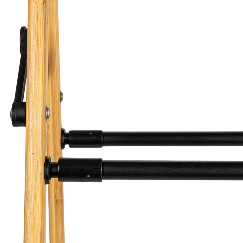 Natural Bamboo and Black Folding Clothes Drying Rack
