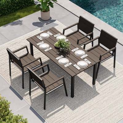 5-Piece Patio Dining Set With Umbrella Hole