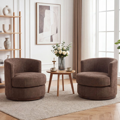 Swivel Solid Wood Barrel Chair(Set Of 2)