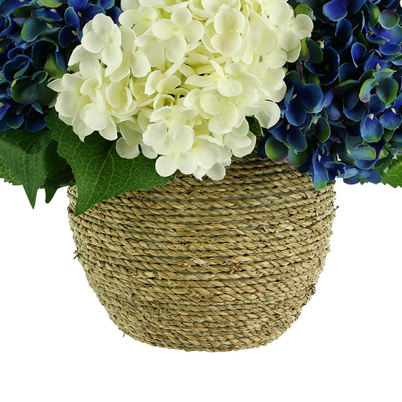 Hydrangeas Arranged in Straw Grass Pot