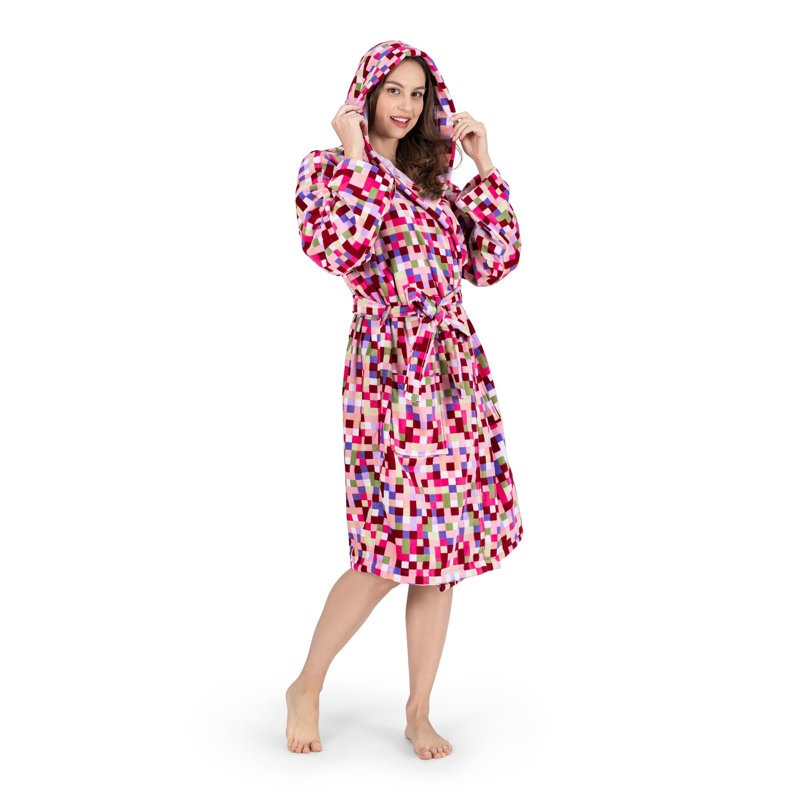 Luxury Olivia 100% Turkish Cotton Square Printed Bath Robe