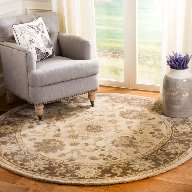 Tapis oriental en laine touffeté à la main Tingley, Rond 6 pi