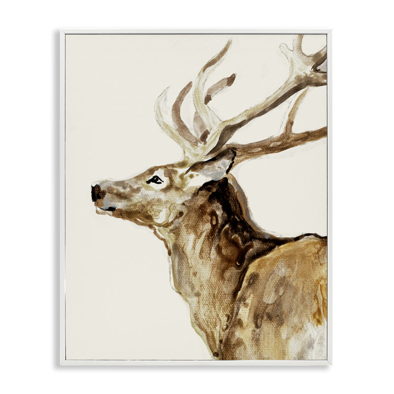 Portrait de cerf, estampe numérique, conception par Lorenzo Collective, Giclée encadrée blanc bord de mer, H 30 po x l 24 po