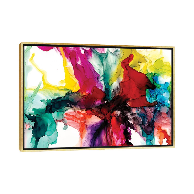 « Jeweltone Prism I » par Jennifer Goldberger-impression, H 40 po x l 60 po x 1,5 po, Toile encadrée d'or