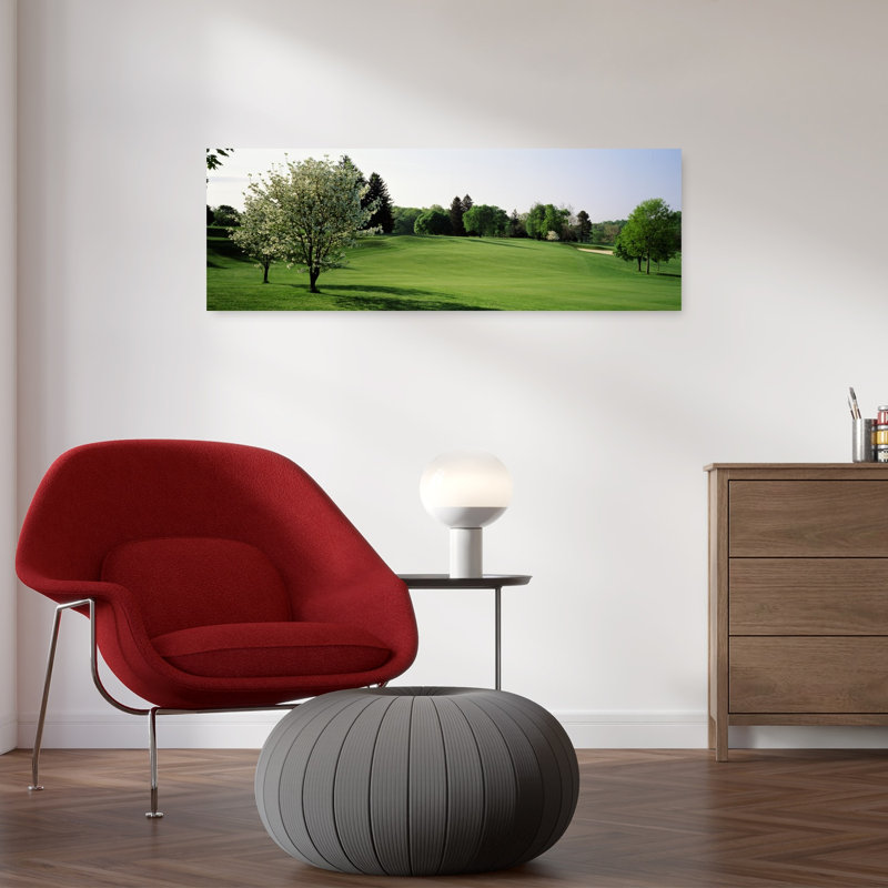 Fairway W 2 White Dogwood Trees Baltimore Country Club Five Farms Course MD USA by Neil A. Meyerhoff, Inc. - Wrapped Canvas Panoramic Print