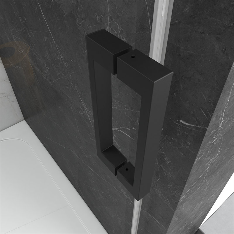 Cabine de douche rectangulaire sans cadre avec panneau fixe l 48 "x H 76", Noir mat