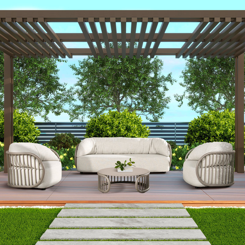 Loza Round Metal Outdoor Coffee Table , 34.5'' in. W 34.5'' in. D