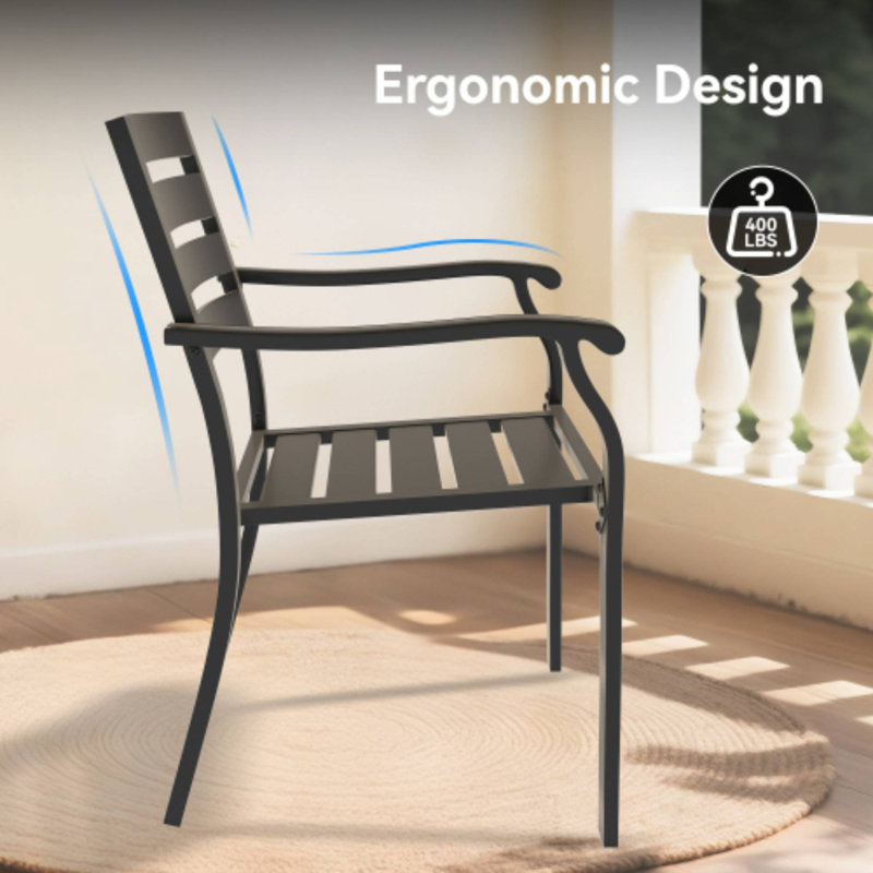 Ensemble de salle à manger de patio 5 pièces (table de 40,6 po) pour chaises longues et chaises de terrasse, Black