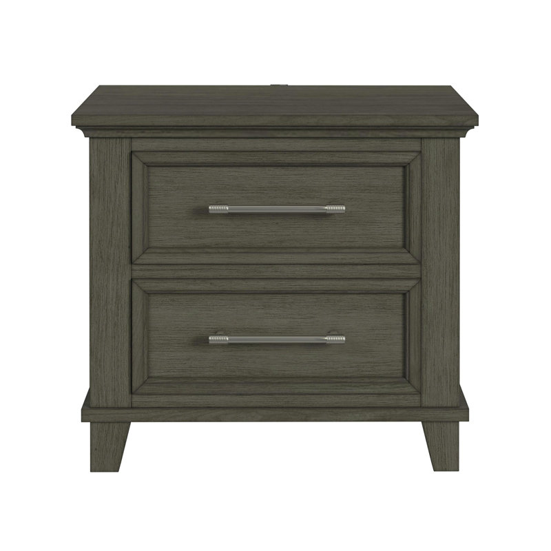 Sneed 2-Drawer Nightstand with USB in Grey, Gray