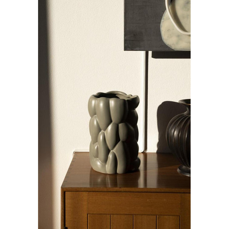 Cloud Handmade Eartenware Table Vase, Smoke Green, 8.27" H x 5.51" W x 5.51" D