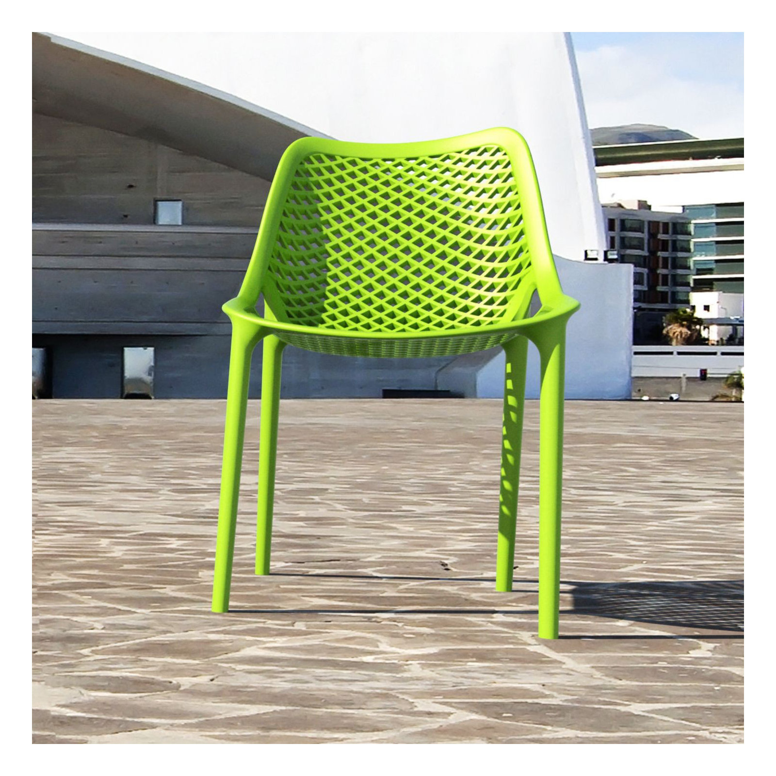 Farrah Premium All-Weather Outdoor Stacking Dining Side Chair, Tropical Green