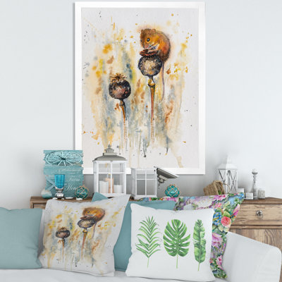 Souris assise sur des coquelicots - Peinture sur toile